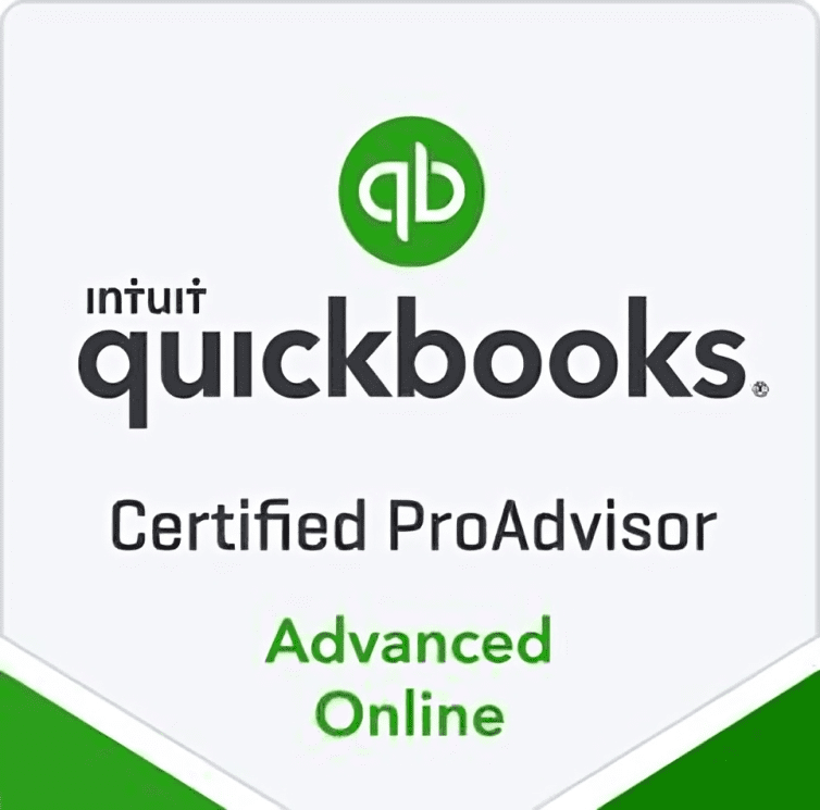 A badge that says advanced online for intuit quickbooks.