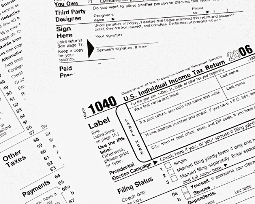 A close up of several different types of tax forms.